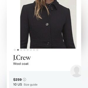 J.Crew Elegant Black Women's Wool Coat. Very warm sz 10. $399